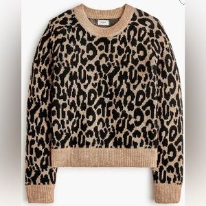 J. Crew Black and Tan Leopard Print Turtleneck Sweater